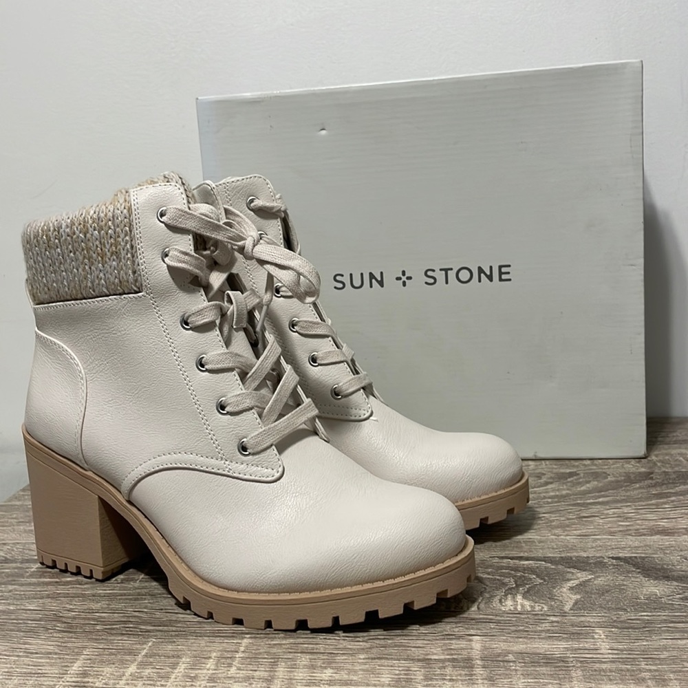 White Romina Lace-up Hiker Booties size 9.5